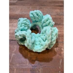 Handmade crochet Mint Green large plush scrunchie hair tie